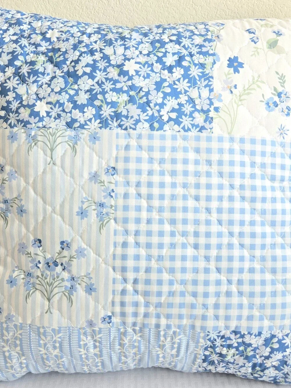 Gunne Sax by Jessica McClintock Quilted Decorative Throw Pillow Blue Floral